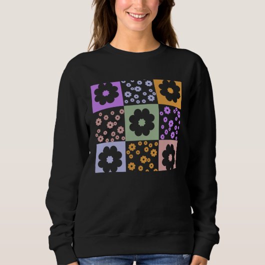 Retro-Blume Prüfmuster Sweatshirt (Vorderseite)