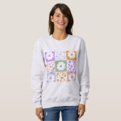 Retro-Blume Prüfmuster Sweatshirt (Vorne ganz)