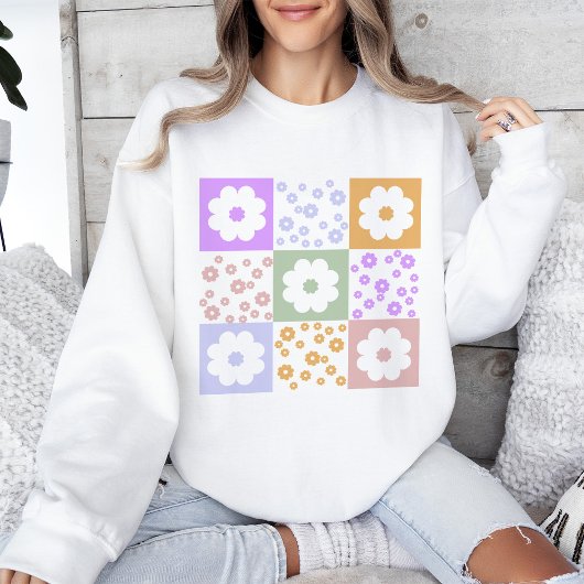 Retro-Blume Prüfmuster Sweatshirt
