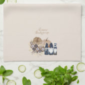 Retro Blume Pumpkins Denim Gnomes Erntedank Geschirrtuch (Gefaltet)