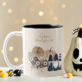 Retro Blume Pumpkins Denim Gnomes Erntedank Zweifarbige Tasse