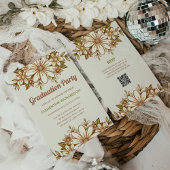 Retro-Blume | QR Code 2024 Graduation Party Einladung