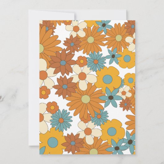 Retro-Blume-QR-Code der 70er Jahre Save The Date (Rückseite)