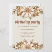 Retro-Blume | QR-Code Geburtstagspartei Einladung (Vorderseite)