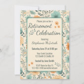 Retro-Blume Rente Celebration Party Einladung (Vorderseite)