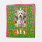 Retro-Blume Rosa Gelbe Orangenschmetterlinge Keramikornament (Links)