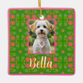 Retro-Blume Rosa Gelbe Orangenschmetterlinge Keramikornament (Vorderseite)