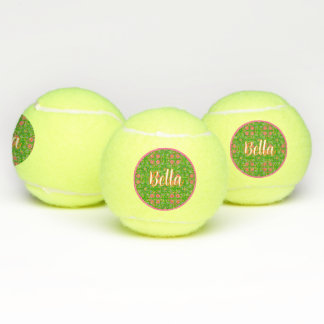 Retro-Blume Rosa Gelbe Orangenschmetterlinge Tennisbälle