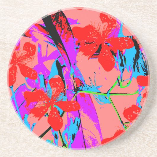 Retro-Blume rosa Getränkeuntersetzer (Vorne)