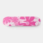 Retro-Blume rosa Muster mit dem ersten Skateboard (Horizontal)