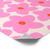 Retro Blume rosa Orange und neutral Poster (Ecke)