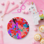 Retro-Blume rosa Pappteller (Party)