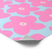 Retro-Blume rosa und blau Poster (Ecke)