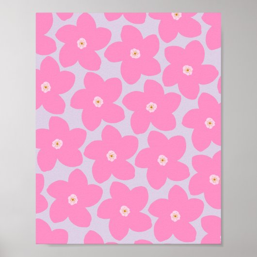 Retro-Blume rosa und Lila Poster (Vorne)