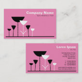 Retro-Blume - rosa Visitenkarte (Vorne/Hinten)