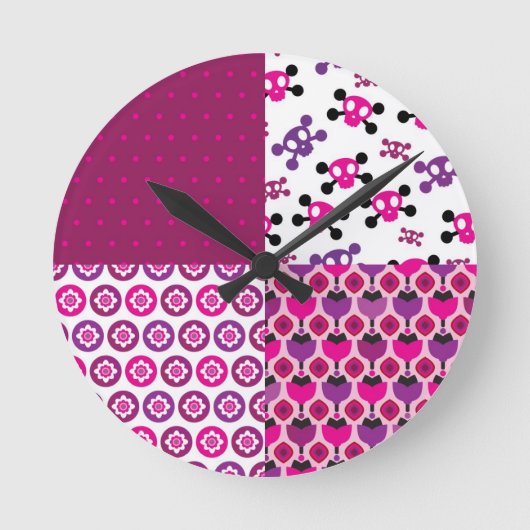 Retro-Blume Runde Wanduhr (Vorderseite)