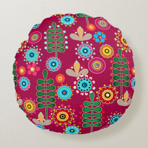 Retro, Blume Rundes Kissen