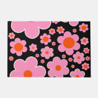 Retro-Blume Schwarz Rosa und Orange