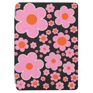 Retro-Blume Schwarz Rosa und Orange iPad Air Hülle