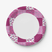 Retro Blume Skull Polka Punkt Pappteller (Vorderseite)