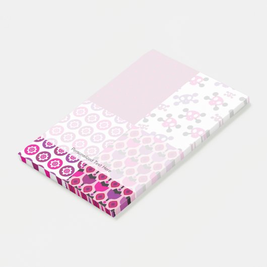 Retro Blume Skull Polka Punkt Post-it Klebezettel (angewinkelt)