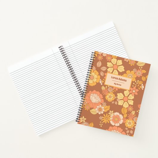 Retro Blume SpiralNotebook Notizblock (Innenseite)