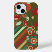 Retro-Blume, Striptöne, Muster-Fun Case-Mate iPhone Hülle (Rückseite)
