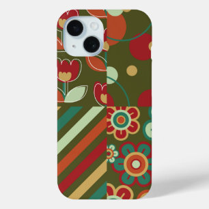 Retro-Blume, Striptöne, Muster-Fun iPhone 15 Hülle
