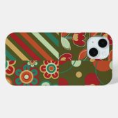 Retro-Blume, Striptöne, Muster-Fun Case-Mate iPhone Hülle (Rückseite (Horizontal))