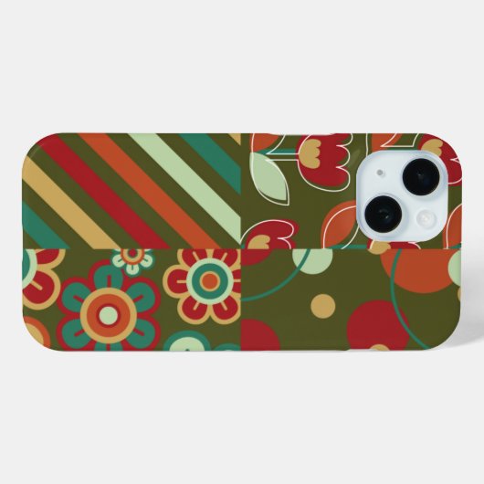 Retro-Blume, Striptöne, Muster-Fun Case-Mate iPhone Hülle (Rückseite (Horizontal))