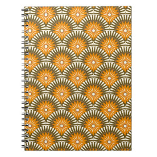 Retro-Blume Sunrise - Orange & Braun Notizblock