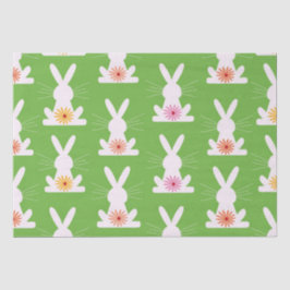 Retro-Blume über geometrische weiße Kaninchen Seidenpapier