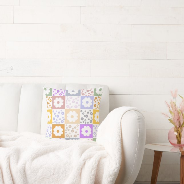 Retro-Blume überprüft Kissen (Liege)