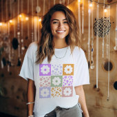 Retro-Blume überprüft T-Shirt