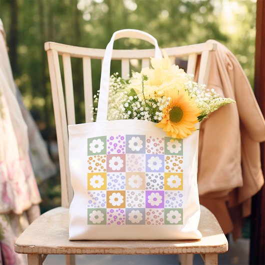 Retro-Blume überprüft Tragetasche