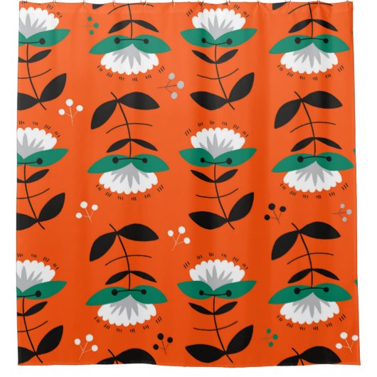 Retro Blume und Blätter nahtlos Muster. Duschvorhang (Vorderseite)