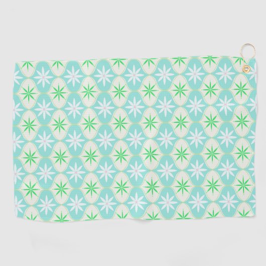 Retro-Blume und Daisy-Hourglass-Muster Golfhandtuch (Horizontal)