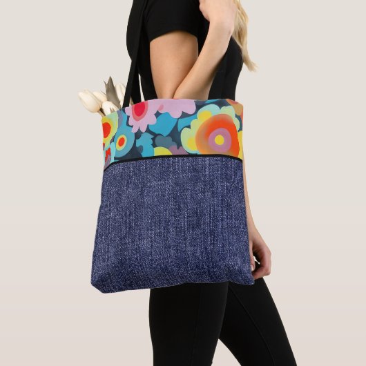 Retro-Blume und Denim Tasche (Von Nahem)