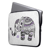 Retro-Blume und elegante Lila Diamanten Laptopschutzhülle (Vorderseite Links)