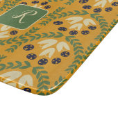 Retro-Blume und Leaf-Monogramm-Schneidplatte Schneidebrett (Ecke)