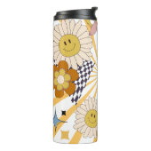 Retro-Blume und Pilze Thermosbecher (Nach links gedreht)