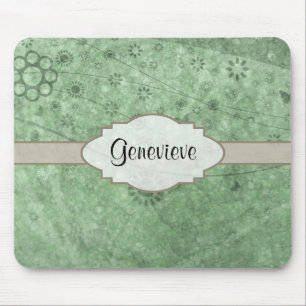 Retro-Blume und Schmetterlinge Aqua.png Mousepad