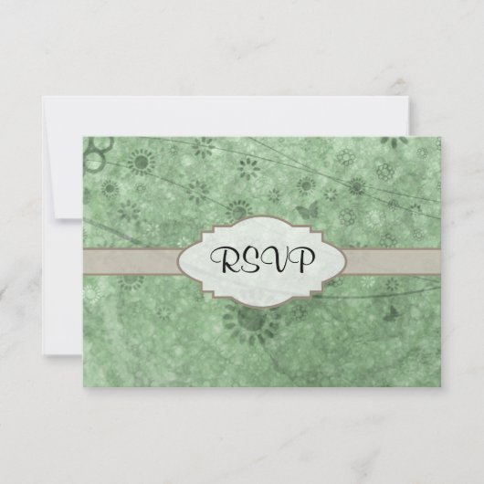 Retro-Blume und Schmetterlinge Aqua.png RSVP Karte (Vorderseite)