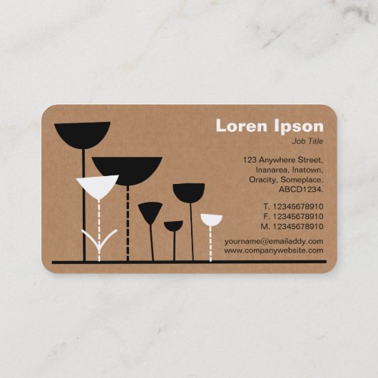 Retro-Blume v2 - Faltschachtel Hintergrund Visitenkarte (Rückseite)