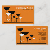 Retro-Blume v2 - Orange Visitenkarte (Vorne/Hinten)