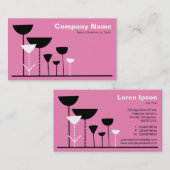 Retro-Blume v2 - Rosa Visitenkarte (Vorne/Hinten)