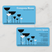 Retro-Blume v2 - Sky Blue Visitenkarte (Vorne/Hinten)