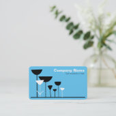 Retro-Blume v2 - Sky Blue Visitenkarte (Stehend Vorderseite)