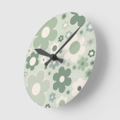 Retro-Blume zeigen Grünes Abstraktes Blumenmuster Runde Wanduhr (Winkel)