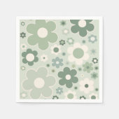 Retro-Blume zeigen Grünes Abstraktes Blumenmuster Serviette (Vorderseite)